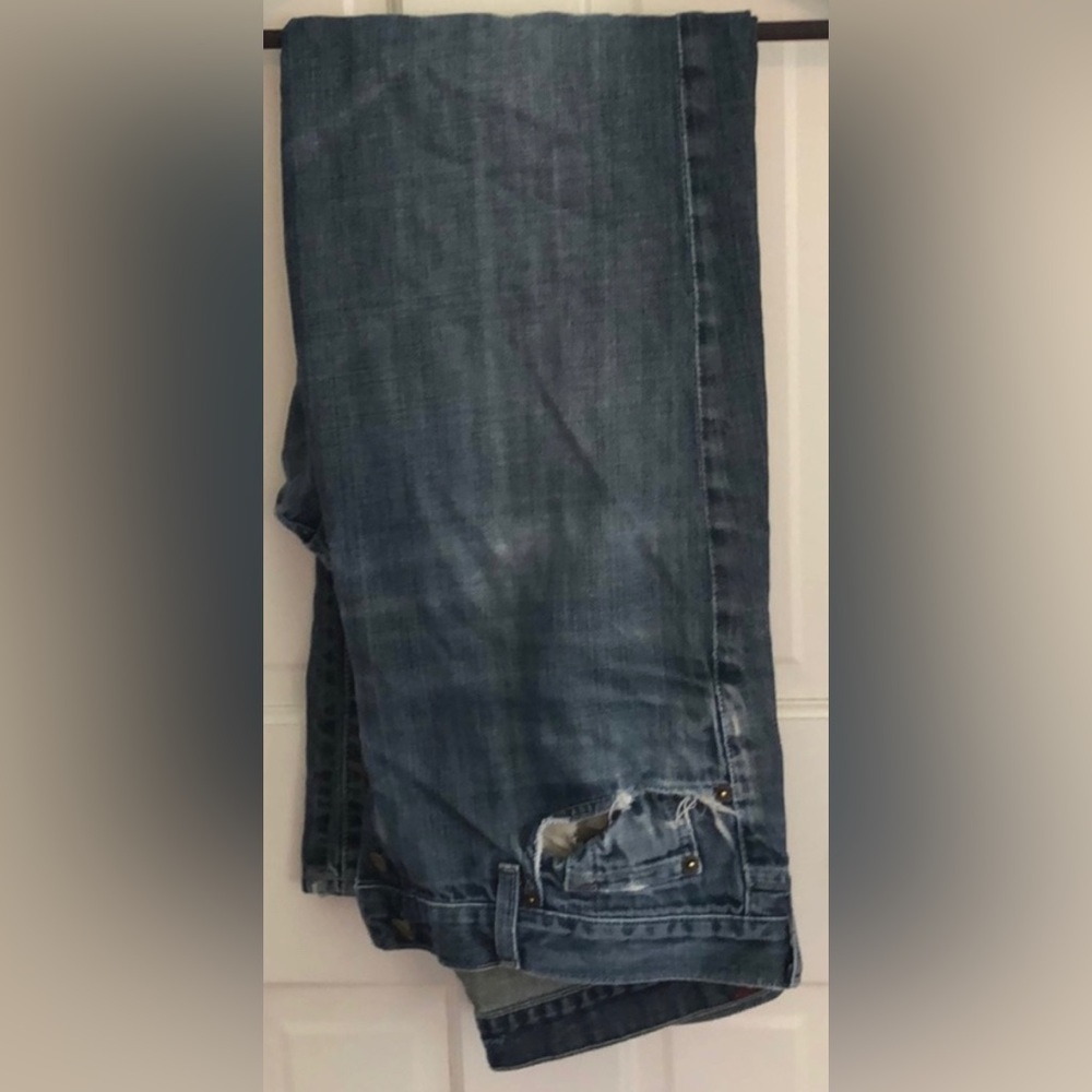 Men’s 7 for All Mankind Vintage Distressed relaxed-fit button-fly blue jeans